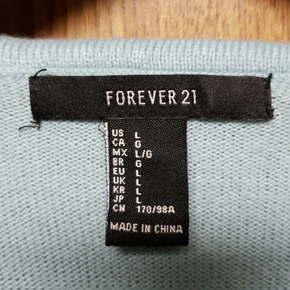 Forever 21 blue grey colorblock light sweater L - Picture 4 of 5